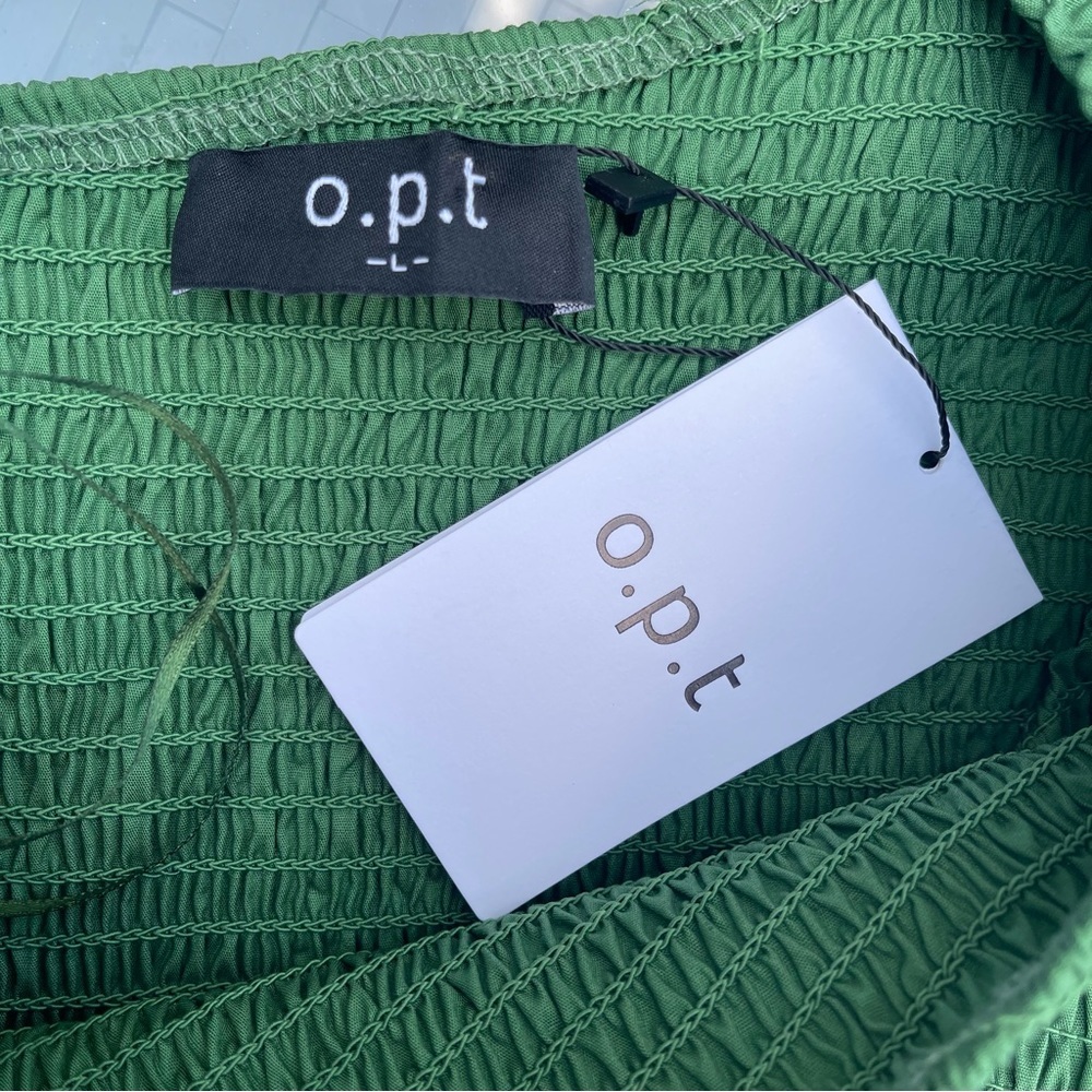 Opt green one shoulder midi cotton summer dress Sz L - Picture 12 of 12
